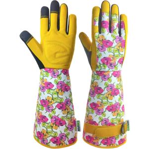 Long Gardening Garden Gloves,Thorn-proof&Puncture Resistance Rose Cactus Gauntlet Glove for Gardener,Gifts (Large (Pack of 1)), Rose