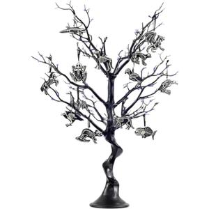 Animal Bones Black Halloween Tree with Lights - Horrornaments Tree Pack with Purple LED Lights - 13 Animal Skeletons Halloween Ornaments - Birch Christmas Tree Horror Decor Halloween Skeleton