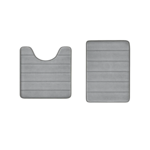 2 Pcs Memory Foam Bathroom Rug Set with U-Shaped Contour Toilet Mat for Extra Absorbent Bathroom Floor Gray, 20 x 32 in, 20 x 24 in
