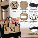 YOOLIFE Mothers Day Gifts for Women - Initial Jute Tote Bag & Makeup Bag, Birthday Gifts for Women Mom Wife Teacher Friend
