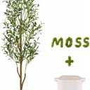 Waipfaru Artificial Olive Tree, 6FT Tall Faux Olive Trees with Planter & Basket, Artificial Plants Indoor with Natural Wood Trunk and Realistic Fruits for Home Decor Office Living Room (Green)