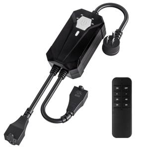 Outdoor Dimmer for String Lights Remote Control Plug in, Foallser IP55 Waterproof Outdoor Light Timer, 85V-265V 2 Outlets Outside Light Switches for INC CFL LED, Dimmable, 2H/4H/6H/8H Timable