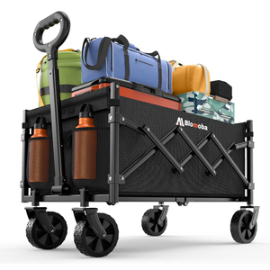 Blomoba Folding Wagon Cart with Wheels, 220lbs Utility Wagon Cart, Black

Collapsible Wagon with 360° All-Terrain Wheels & Adjustable Handle, Foldable Cart for Groceries Camping Sports Gardening