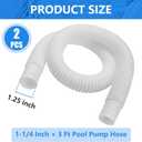 1-1/4 Inch x 3 Ft Pool Skimmer Filter Hose for Intex, Coleman & Summer Waves Above Ground Pool Skimmer, Pool Pump, Pool Filter, 1.25" Swimming Pool Return Suction Hose - 2 PCS