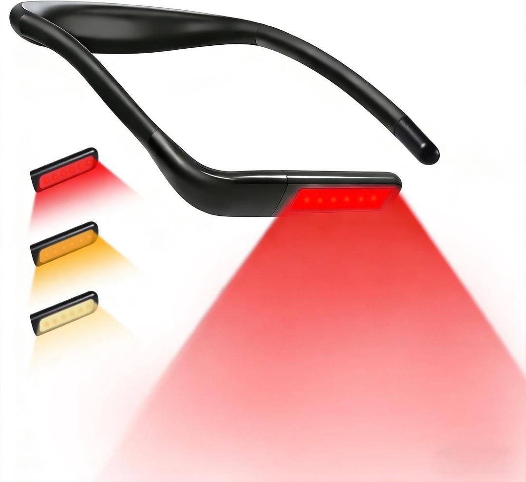 630nm Red Neck Reading Light - Zero Blue Light, Rechargeable Dimmable Portable LED Red Neck Book Lamp for Reading, Crafts, Knitting, Crochet at Night, Ideal Gift for Readers and Craft Lovers (Black)