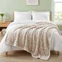 PAVILIA Super Soft Leopard Throw Blanket for Couch, Fluffy Cozy Lightweight Beige Cheetah Blanket, Fuzzy Warm Knit Blanket for Bed Sofa, Tan, 50x60