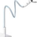 Lamicall Gooseneck Phone Holder Bed - [Nylon Braided] Flexible Arm, Overall Length 38inch, 360 Adjustable Clamp Clip, Overhead Cell Phone Mount Stand for Bed, Blue White