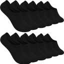 SERISIMPLE Low Cut Thin Womens Viscose Bamboo Socks No Show Invisible Non Slip with Grips Lightweight Liner Flats 6 Pairs (Large, Black)