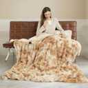 Faux Fur Heated Throw Blanket for Couch - 50"X60" Bubble Faux Fur Electric Blanket Fluffy Fuzzy Soft Thick with 6 Fast Heating Levels & 4 hrs Timer Settings, Washable & ETL Certified, Tie-Dye Beige