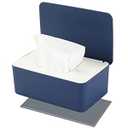 NOVWANG Wipes Dispenser Large Capacity Baby Wipes Holders Case Keeps Wipes Fresh Wipes Container with Silicone Non-Slip Pad, Dustproof Tissues Wipes Case with Lid (White-Blue), Size: 7.6x5.2x2.7in