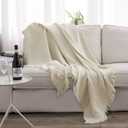 Simple&Opulence Cotton Muslin Throw Blanket for Bed, Couch, Knit Woven Gauze Blanket with Tassels, Soft Lightweight Cozy Pre-Washed Breathable Farmhouse Decoration for All-Season (Cream)