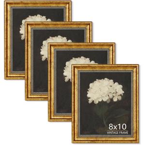 8x10 Picture Frame Set of 4 Vintage Bronze Gold for Tabletop & Wall | 8 x 10 Picture Frames Photo Frames for Living Room, Bedroom, Office Dcor & Wedding Gift