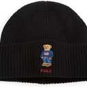 POLO RALPH LAUREN Men's Solid Denim Bear Beanie (Black)