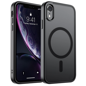 SUPFINE Magnetic for iPhone XR(Compatible with MagSafe)(Military Grade Drop Protection) Slim Translucent Matte Shockproof with Anti-Fingerprint Phone Case, Black