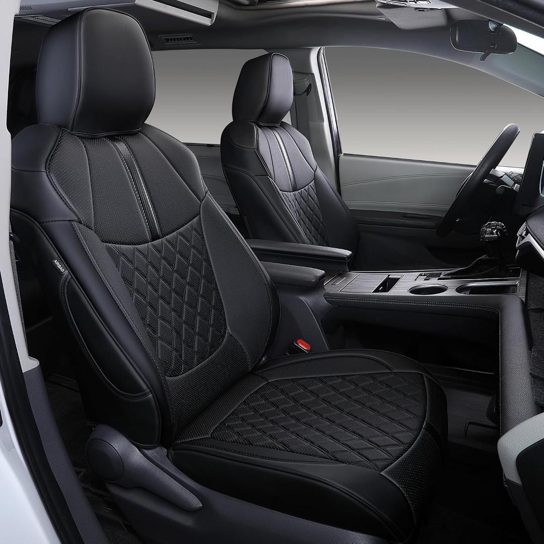 Custom Fit Sienna Seat Covers for 2021-2026 Toyota Sienna 7-Passenger XLE XSE Woodland Limited Platinum [Ottoman Not Covered], Waterproof Faux Leather Full Set Airbag Compatible (Black)