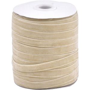 Pandahall 50 Yards Velvet Ribbon 3/8Inch Wide Single Face Velvet Ribbon Roll with Spool for Gift Wrapping Decoration Party Wedding Arts Crafts (Dark Khaki)