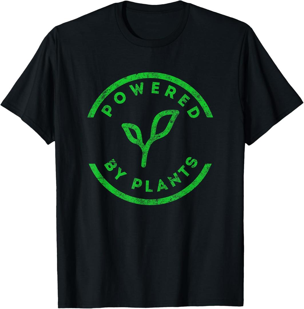 Powered by Plants T-Shirt Vegan Workout Shirt T-Shirt, XL
