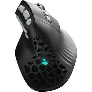 SOLAKAKA E9 PRO Vertical MMO Gaming Mouse with 8K Dongle- 36000 DPI PAW3395 Sensor,8,000Hz Polling Rate,Tri-Mode Ergonomic Wireless Mouse with 10 Side Buttons,RGB Mouse for PC/Mac - Black