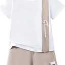 Ayzozuy Boy Clothes Colorblock Top + Drawstring Waist Shorts 2 Pieces Kid Summer Outfits Set (White)