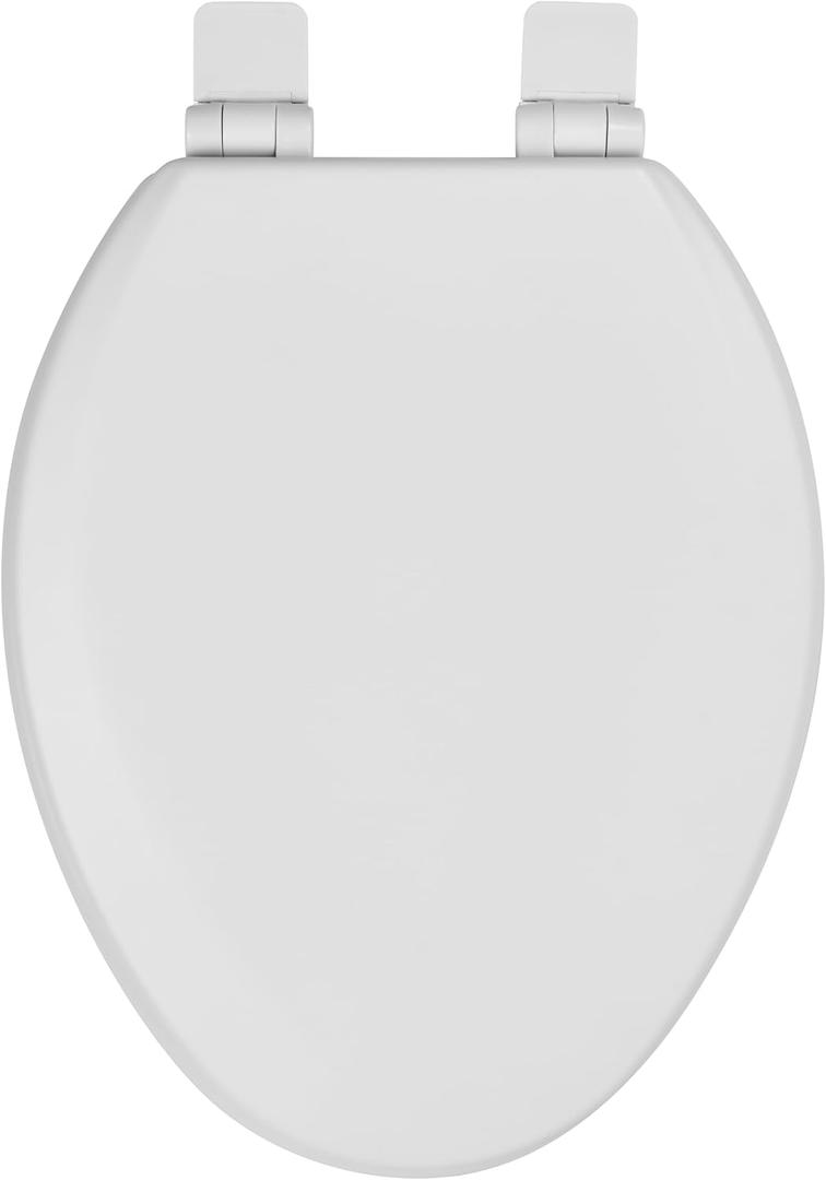 Toilet Seat, Slow Close, Soft Touch, Ultra-Smooth Matte Finish (No Orange-Peel Texture), Premium Moulded Wood, Quick Release, White, PIKLiDS (Elongated)