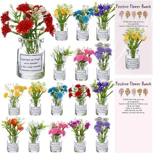 Xuhal 40 Sets Mothers Gift Set for Women Positive Mini Bud Vase with Flowers Positive Cards Motivational Office Desk Decor Gift for Mother Women Teacher Volunteer Employee Nurse Wedding
