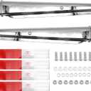 Chrome Straight Spring Loaded Mud Flap Hanger for Semi Trucks 2-1/2" Bolt Spacing 30" Length with Reflective Strip Sticker,2pcs