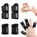 Finger Splints (4 Pcs)  2 Large and 2 Small Splints with Metal Support for Arthritis, Trigger Finger Relief, and Sprain Recovery for Middle, Index, Ring, and Pinky Fingers (Black)