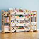 SpaceAid Toy Storage Organizer with 6 Shelves and 12 Bins, Bookshelf/Bookcase, Kids Bin Shelf, Toys Box for Playroom Organization for Bedroom & Room Decor, White, 52.3" W
