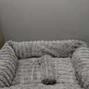 Dog Bed for Small Medium Size Dog, Washable Self Warming Dog Cat Beds for Indoor Cats Fluffy Rabbit Fur Pet Bed for Puppy and Kitten, Orthopedic Dog Cat Beds with Removable Cover & Anti-Slip Bottom (Grey Square)