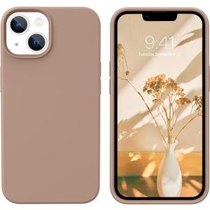 GUAGUA Compatible with iPhone 13 Case 6.1 Inch Liquid Silicone Soft Gel Rubber Slim Thin Microfiber Lining Cushion Texture Cover Shockproof Protective Phone Case for iPhone 13 Khaki