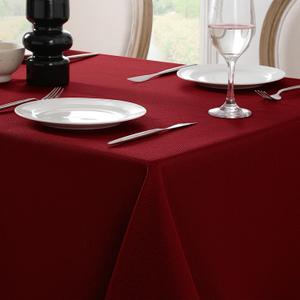 Softalker Christmas Rectangle Weaved Texture Pattern Tablecloth, Winter Jacquard Waterproof Wipeable Stain Resistant Wrinkle Free Table Cloth for Xmas Party Dinner - 60 x 104 Inch, Red