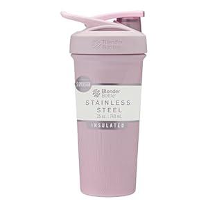 BlenderBottle Strada Shaker Cup Insulated Stainless Steel Water Bottle with Wire Whisk, 25-Ounce, Pink Stripes BlenderBottle Strada Shaker Cup Insulated Stainless Steel Water Bottle with Wire Whisk, 25-Ounce, Pink Stripes