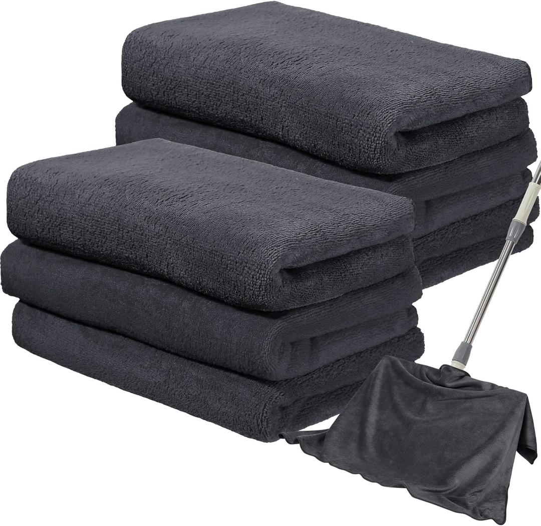 Newwiee 6 Pcs Extra Large Microfiber Cleaning Cloth 30" x 20" Washable Reusable Microfiber Towel Streak Free Lint Free Cloth for Cleaning Home Glass Office Window Bathrooms (Gray)