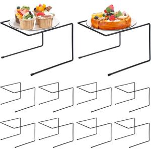 Mimorou 10 Pcs Black Metal Pizza Stand Pizza Rack Serving Tray Holder Tabletop Food Platter Tray Display Rack for Buffet Restaurant Home 9" L x 8" W x 6.5" H