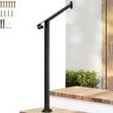 VIVOSUN Outdoor Handrail, 2 Step Stair Handrail, 31.5" x 39" Fits 1 to 2 Steps, Wrought Mattle Iron Stair Railing with Single Curved End for Concrete Steps, Porch Steps, One-Step Assembly, Black