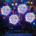 Outdoor Christmas Ball Lights 4 Pack Hanging 15.7" LED Garden Sphere Tree Lights 8 Modes Waterproof Glow Globe Light with Memory Timer Plug for Yard Porch Eave Patio Home Bedroom Decoration-Multicolor