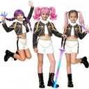 Pop Singer Costume Kids 3-14 Years Halloween Costumes Hunters Cosplay Outfit for Birthday Stage Performance