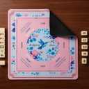 Mahjong Mat for Table 31"x31",3mm Thick No-Crease American Mahjong Mat with Rules,Noise-Reducing Non-Slip Waterproof Surface,Rolled Packaging with Drawstring Bag,Ideal for Beginners & Game Nigh