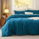 Bedsure Full Comforter Set, Teal Soft Prewashed Bedding for All Seasons, 3 Pieces GentleSoft™ Bed Set, 1 Lightweight Comforter (82"x86") and 2 Pillowcases (20"x26")