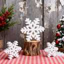 2 x Winter Decoration - 3PCS Snowflake Signs Rustic Wooden Snowflake Blocks Farmhouse Christmas Holiday Decor for Tiered Tray, Mantel and Table Centerpiece Displays