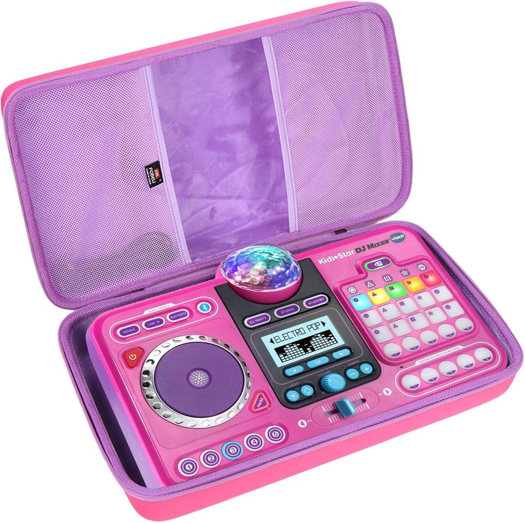 FBLFOBELI EVA Hard Carrying Case for VTech Kidi Star DJ Mixer, Kidi DJ Mix, Portable Travel Storage Organizer Bag (Case Only) (Pink)
