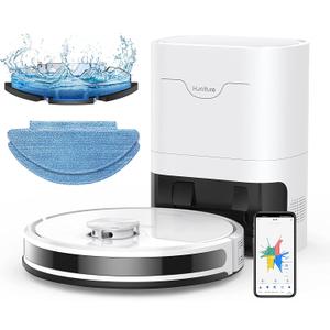 HONITURE Robot Vacuum and Mop Combo, Self Emptying Robotic Vacuum with Lidar Navigation, Smart App Mapping, 3500Pa Suction, Ideal for Pet Hair Carpet Hard Floor,Q6 SE