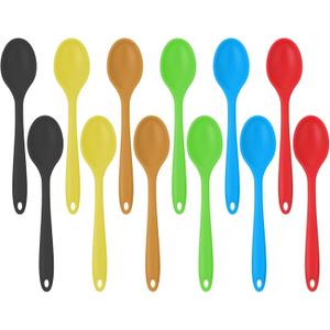 12 Pack Large Silicone Cooking Spoons 10.8'' Heat Resistant Kitchen Spoons for Cooking Silicone Serving Stirring Mixing Spoons, 6 Colors