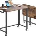 JSB Folding Desk for Small Spaces,Mobile Portable Rolling Laptop PC Table on Wheels,Foldable Computer Desk for Home Office,Bedroom,Dorm,Space Saving (Rustic & Brown, 31.5")