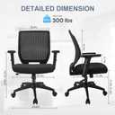 Ergonomic Office Chair Home Mesh Desk Chair with Adjustable Arms - Mid Back Computer Chairs for Adults - Swivel Task Chair Comfortable for Home Office (Black), 19 inches x 19 inches x 40 inches