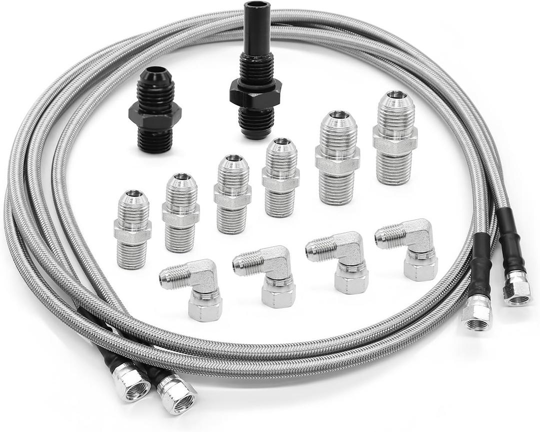 70" Transmission Cooler Lines Kit with 6AN Hose Fitting Compatible with 6AN Transmission 4L80E TH350 TH400 4L60E 700R4 200-4R TR6060 AOD C5