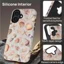Case for iPhone 16 [Compatible with MagSafe], Matte Soft Silicone + Hard PC Anti-Scratch Shockproof Protective 2-in-1 Case for Women Men - Shell Starfish