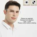 Mens Reading Glasses Stylish Readers Large Lightweight Reader 1.0 1.25 1.5 1.75 2.0 2.25 2.5 2.75 3.0 3.5 4.0 (Transparent)
