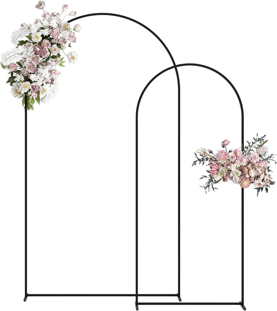 Wedding Arch, Metal Arch Backdrop Stand, Balloon Arch Stand Wedding Frame for Ceremony Decoration (Black, 7.2FT, 6FT Arch Backdrop)