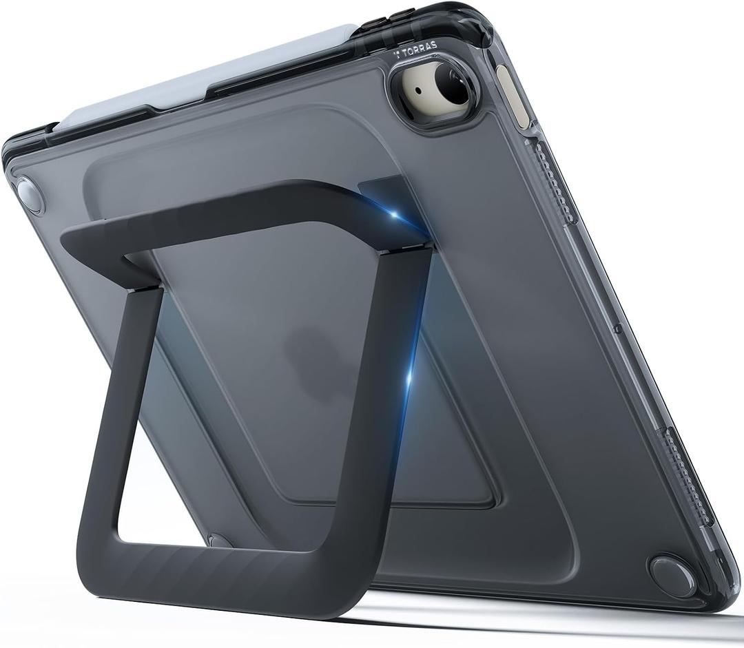 TORRAS Ostand K3 Neo for iPad Air 11 Inch Case (M4 2026, M3 2025, M2 2024), Viewing Angles Adjustable,Ultra Stable Stand, Shockproof Protective Slim Kickstand Case with Pencil Holder,Obsidian Black